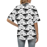 Black whale pattern Women's All Over Print Hawaiian Shirt