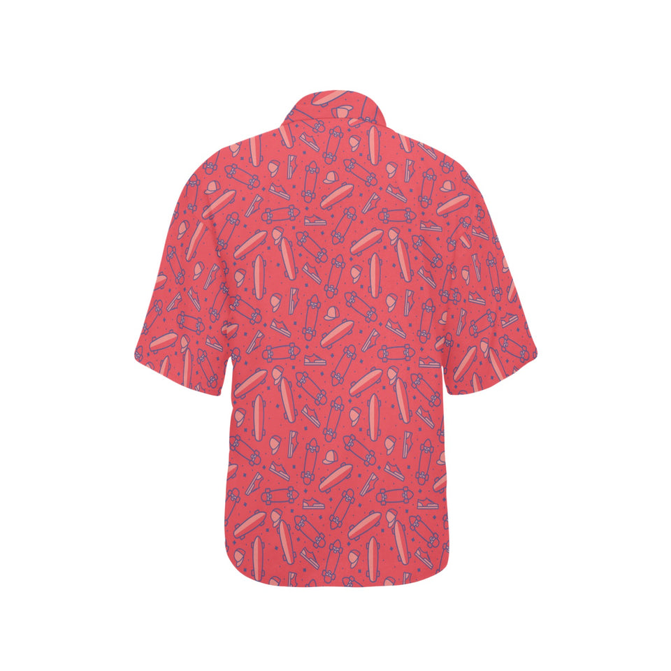 Skate Board Pattern Print Design 01 Women's All Over Print Hawaiian Shirt