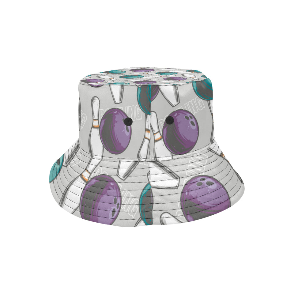Bowling ball and pin gray background Unisex Bucket Hat