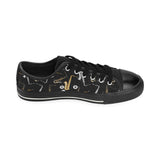 saxophone design pattern Men's Low Top Canvas Shoes Black
