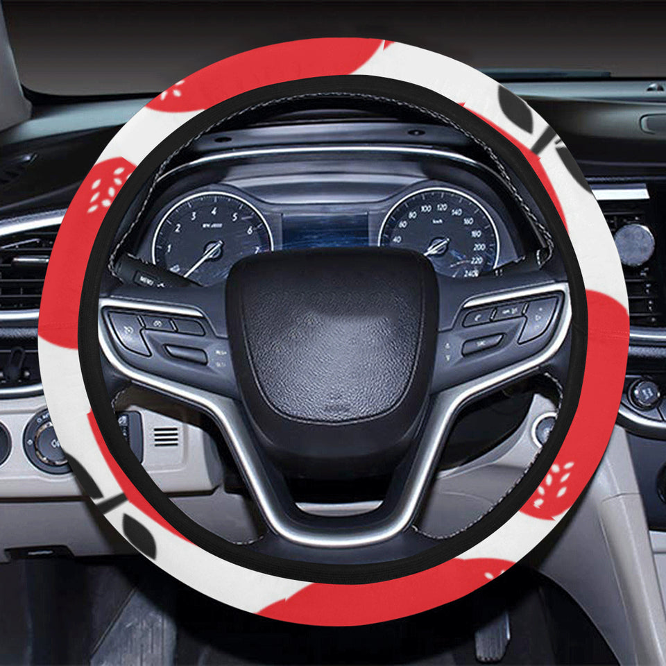 red apples white background Car Steering Wheel Cover
