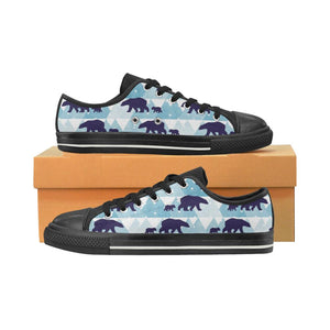 polar bear winter snow pattern Kids' Boys' Girls' Low Top Canvas Shoes Black