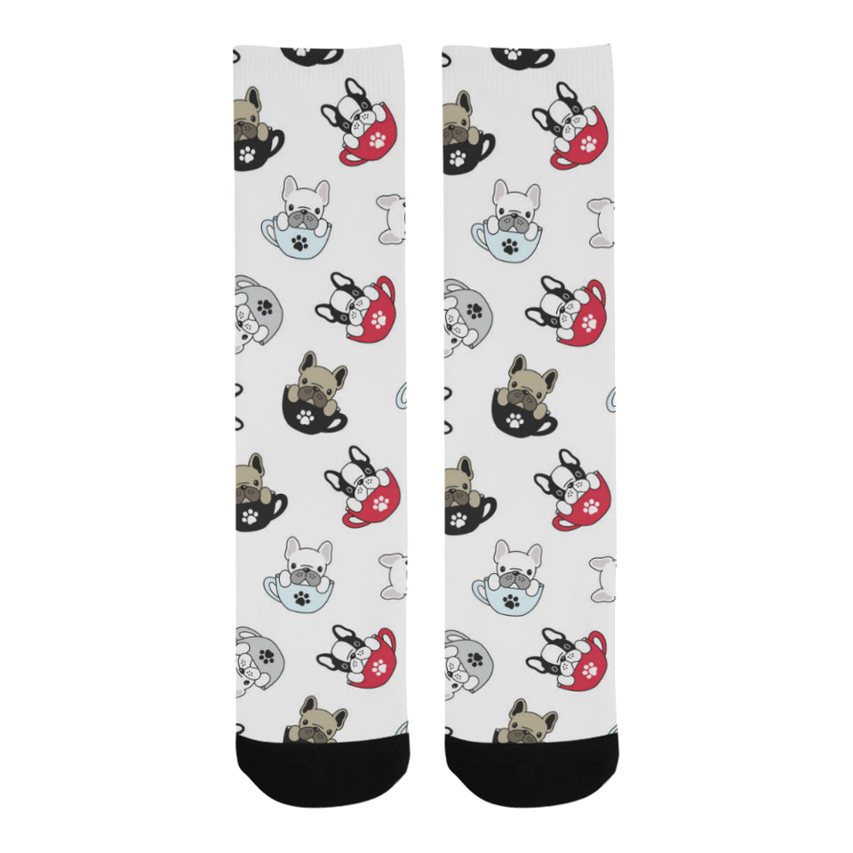 French bulldog cup paw pattern Crew Socks