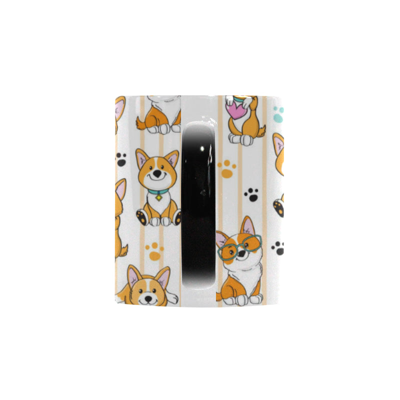 Cute dog corgi striped background pattern Morphing Mug Heat Changing Mug