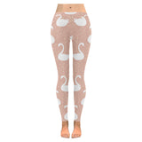 Swan flower light pink background Women's Legging Fulfilled In US