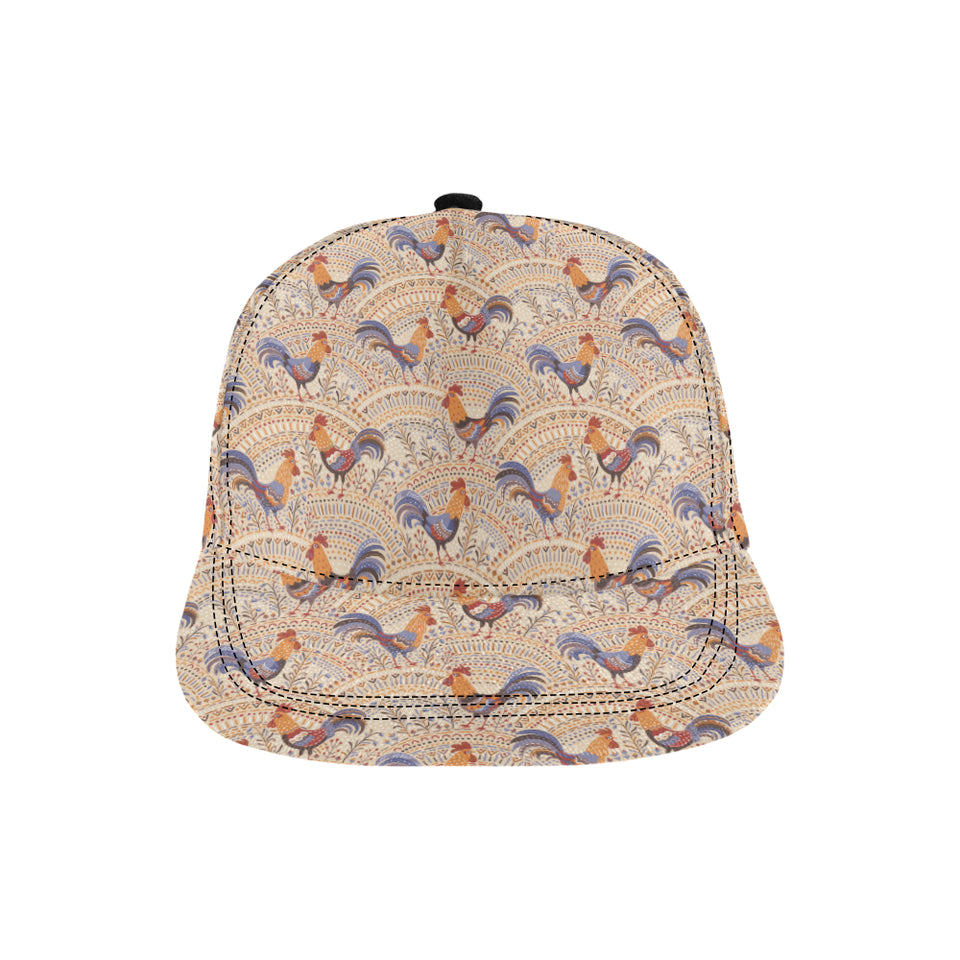 Cute rooster chicken cock floral ornament backgrou All Over Print Snapback Cap