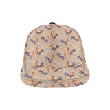 Cute rooster chicken cock floral ornament backgrou All Over Print Snapback Cap