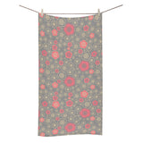 Red gold Sakura cherry blossom gray background Bath Towel