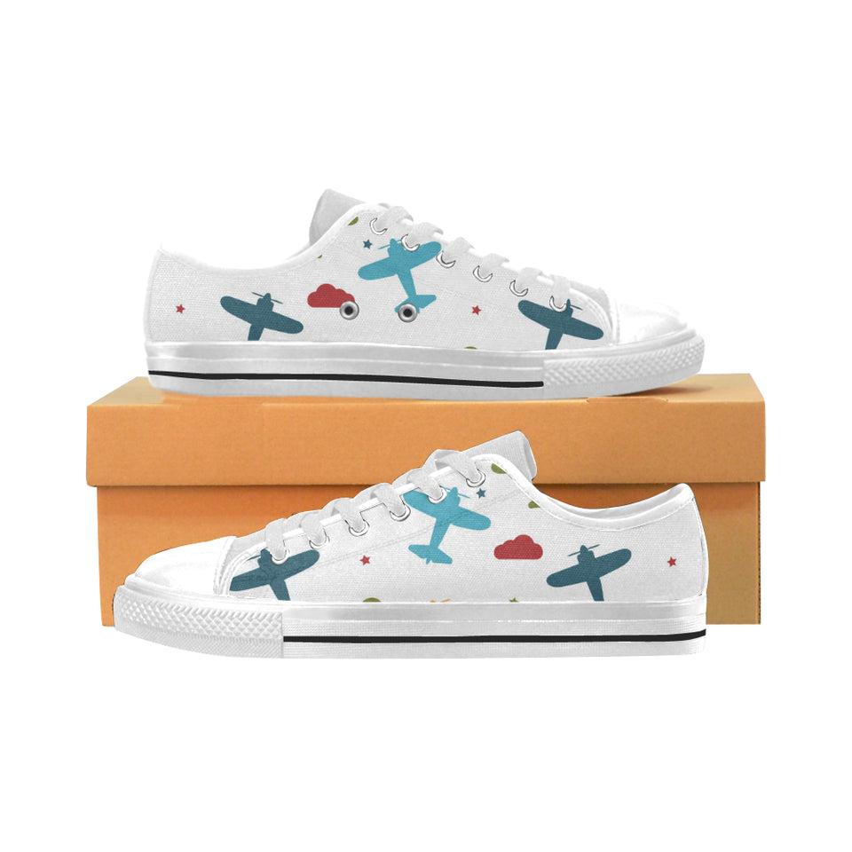 Airplane star cloud colorful Men's Low Top Shoes White