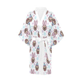 Cute pug hat rabbit costume pattern Women's Short Kimono Robe