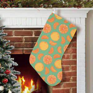orange fruit pattern green background Christmas Stocking