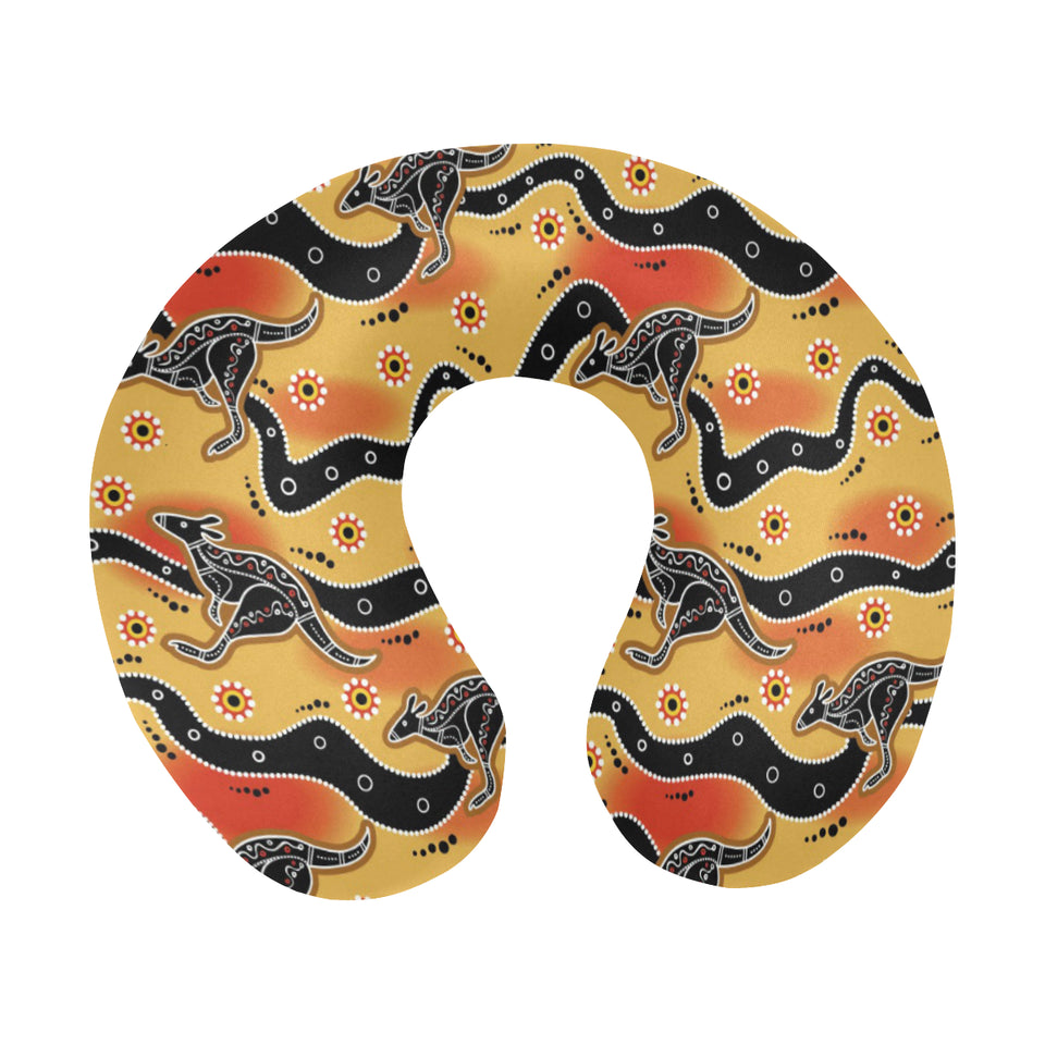 Kangaroo Australian aboriginal art pattern U-Shaped Travel Neck Pillow