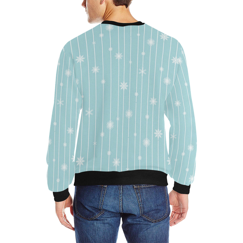 Snowflake pattern blue stripe background Men's Crew Neck Sweatshirt