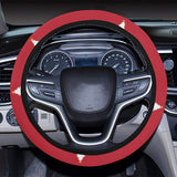 Christmas tree star snow red background Car Steering Wheel Cover
