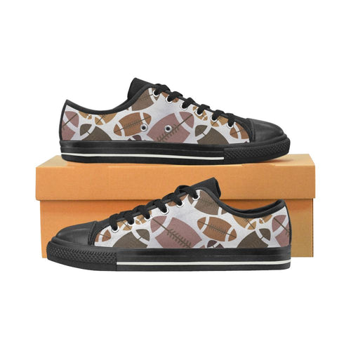 American football ball pattern Kids' Boys' Girls' Low Top Canvas Shoes Black