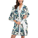 Japanese wave pattern Women's Short Kimono Robe