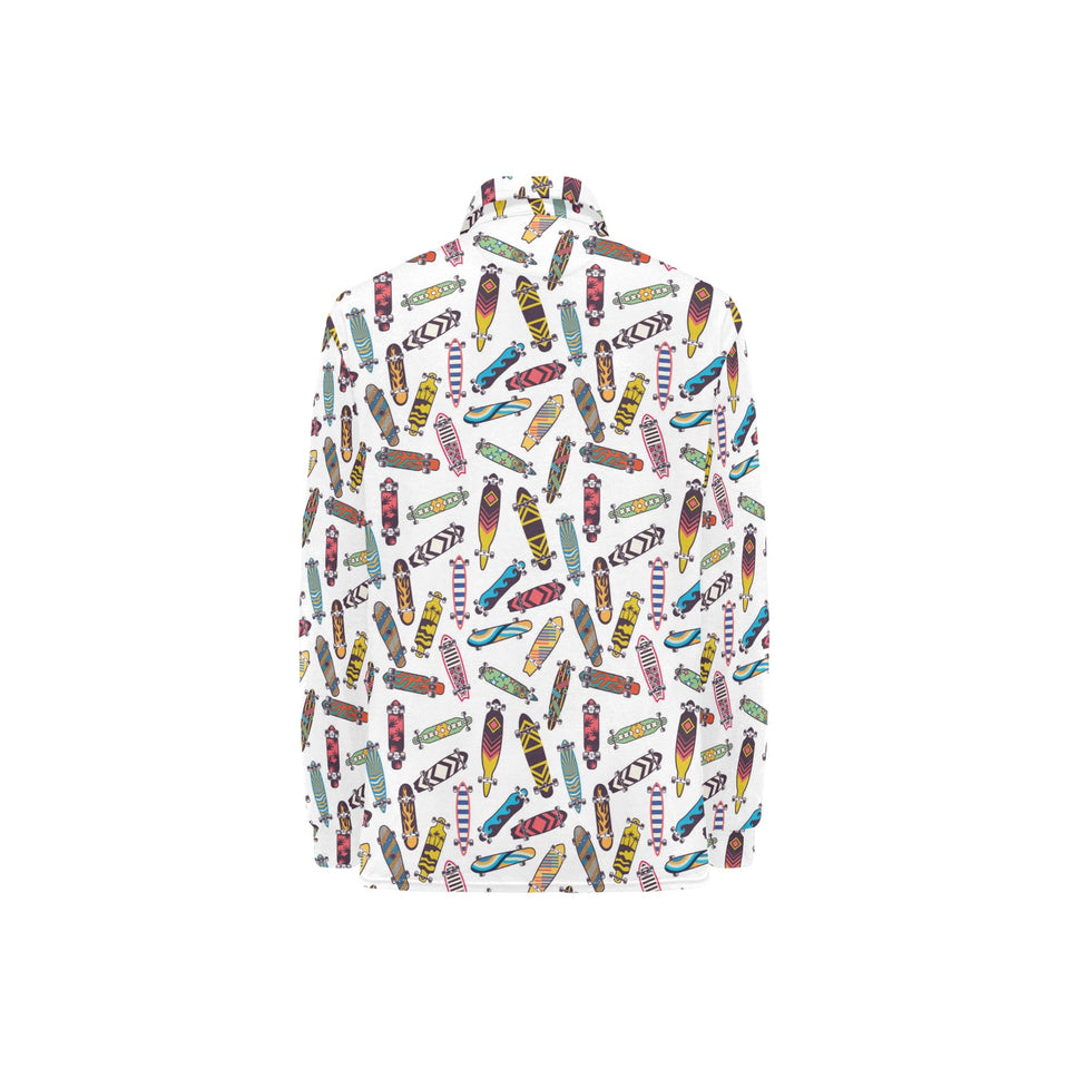 Skate Board Pattern Print Design 05 Women's Long Sleeve Polo Shirt