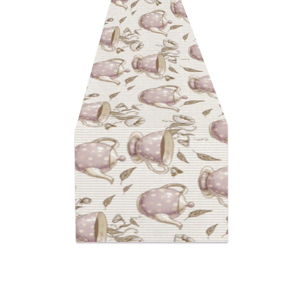Tea pots Pattern Print Design 03 Table Runner