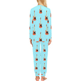 electric guitar pattern light blue background Women's All Over Print Pajama Set