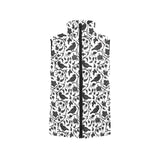 Crow dark floral pattern Women's Padded Vest