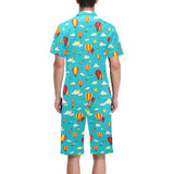 Hot Air Balloon Sky Pattern Men's V-Neck Short Pajama Set