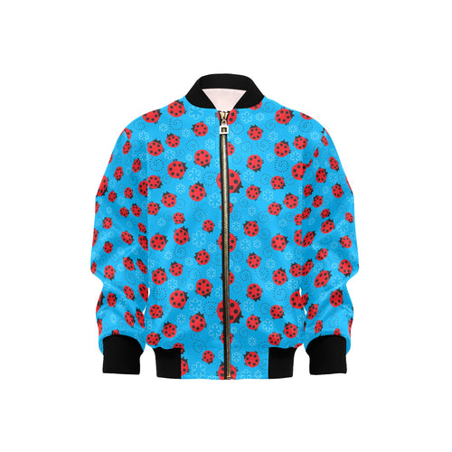 Ladybug Pattern Print Design 02 Kids' Boys' Girls' Bomber Jacket