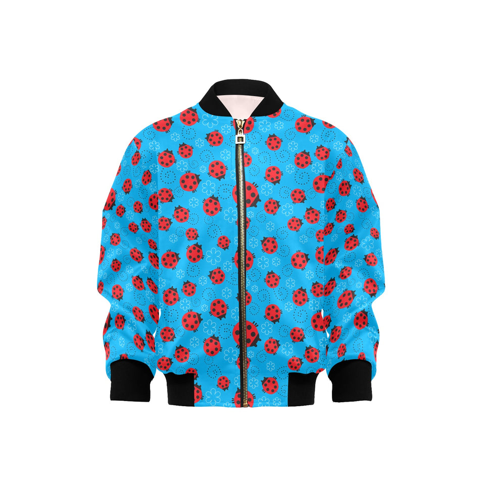 Ladybug Pattern Print Design 02 Kids' Boys' Girls' Bomber Jacket