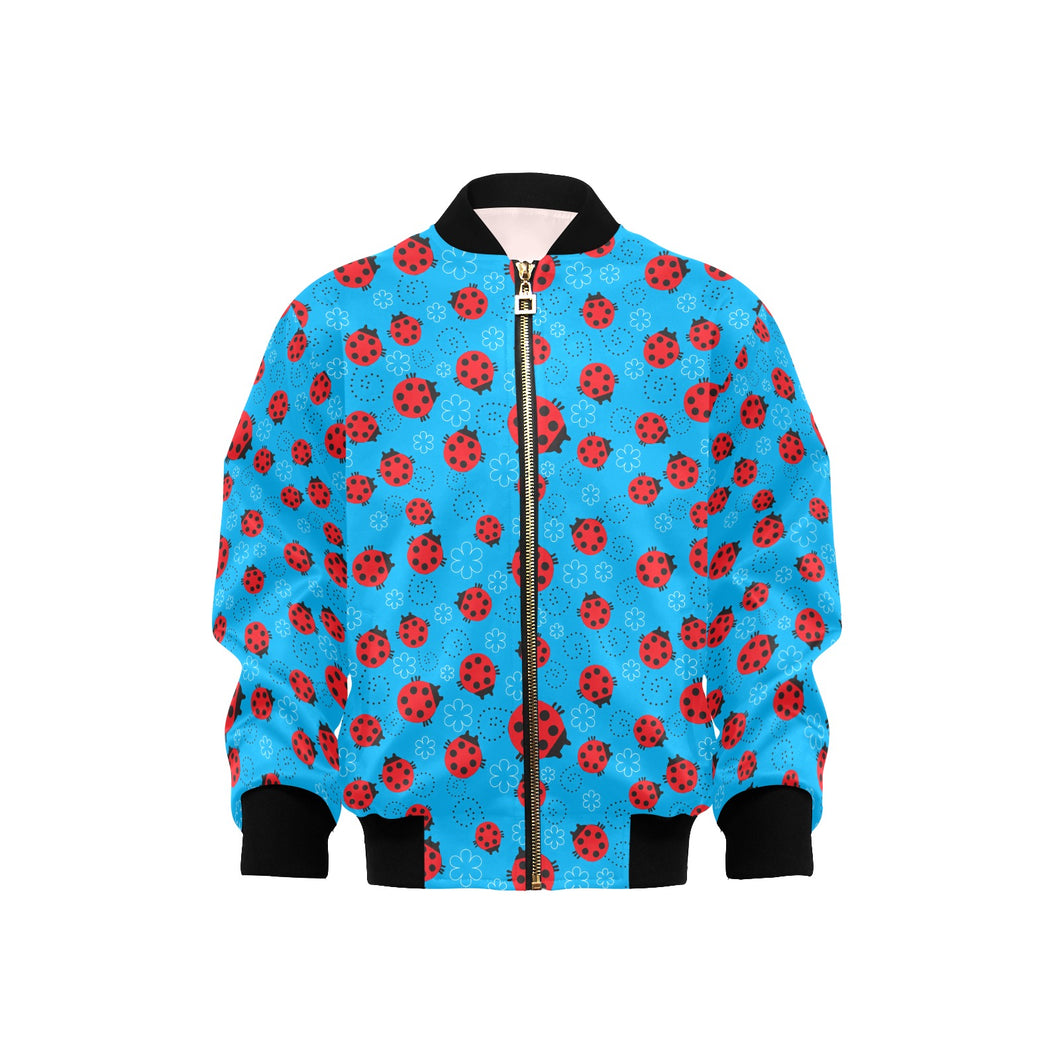 Ladybug Pattern Print Design 02 Kids' Boys' Girls' Bomber Jacket