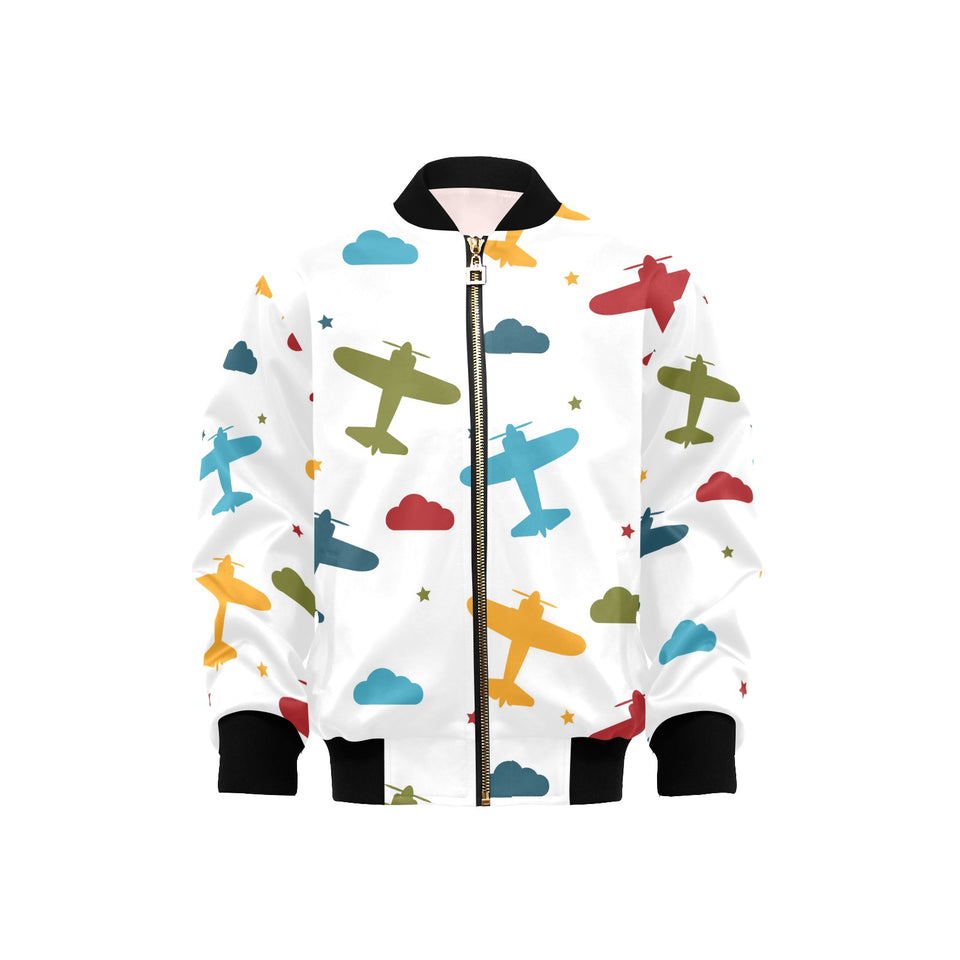 Airplane star cloud colorful Kids' Boys' Girls' Bomber Jacket