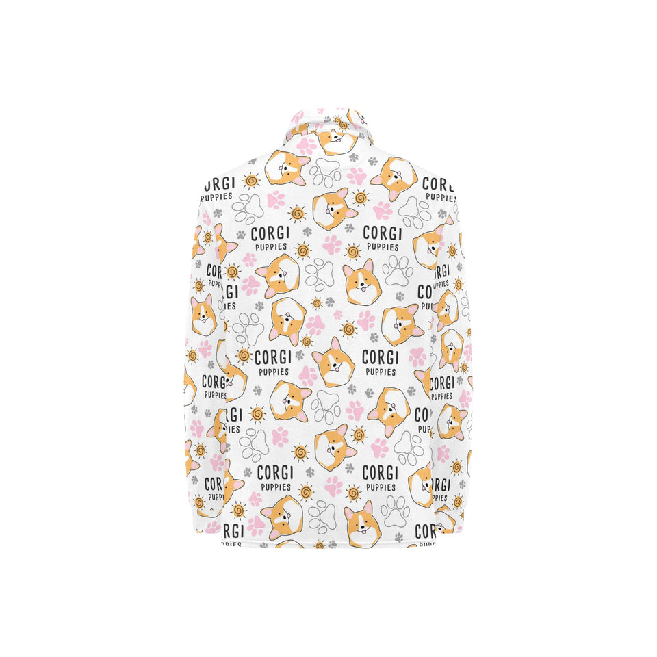 Corgi Dog Pattern Women's Long Sleeve Polo Shirt