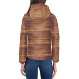 Wood Printed Pattern Print Design 04 Women's Padded Hooded Jacket