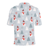 Snowman christmas tree snow gray background Men's All Over Print Polo Shirt