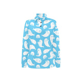 Cute white sea lion seals pattern Women's Long Sleeve Polo Shirt