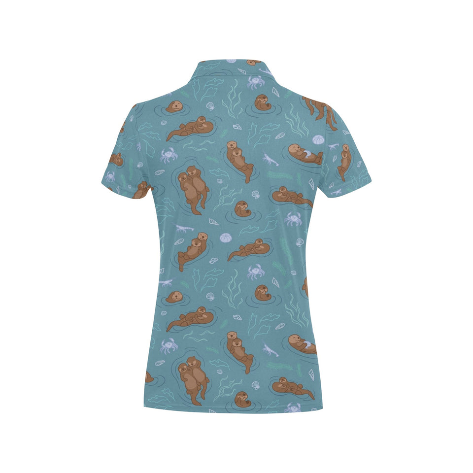 Sea otters pattern Women's All Over Print Polo Shirt