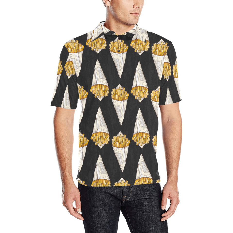 French fries dark background Men's All Over Print Polo Shirt