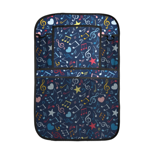 Music Notes Pattern Print Design 03 Car Seat Back Organizer