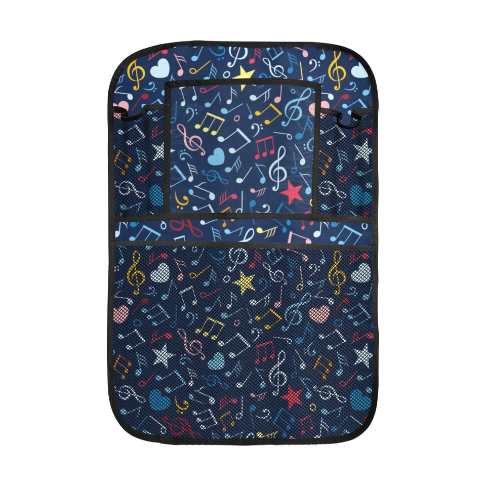 Music Notes Pattern Print Design 03 Car Seat Back Organizer