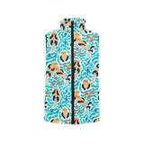 Cute sea otters fishe sea urchin pattern Women's Padded Vest
