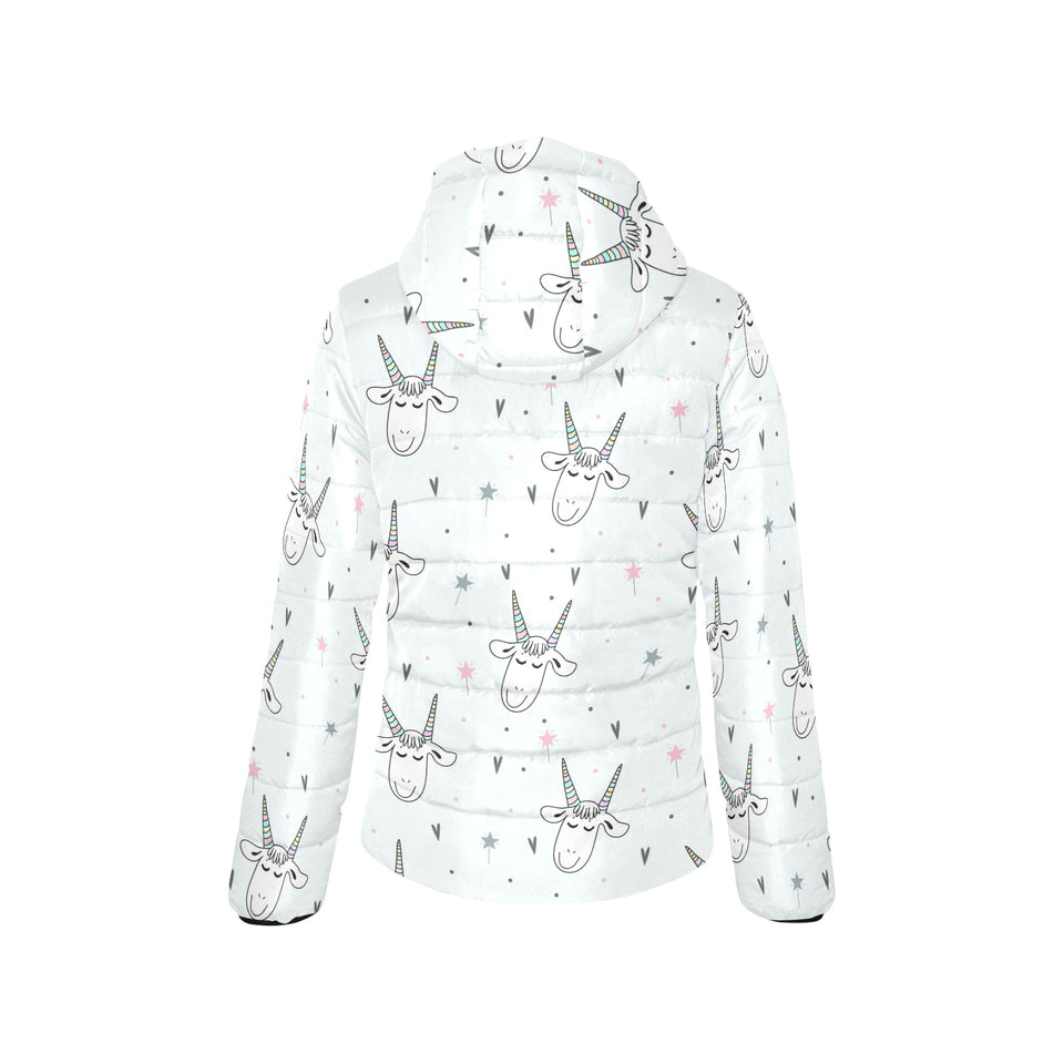Cute goat design pattern Women's Padded Hooded Jacket