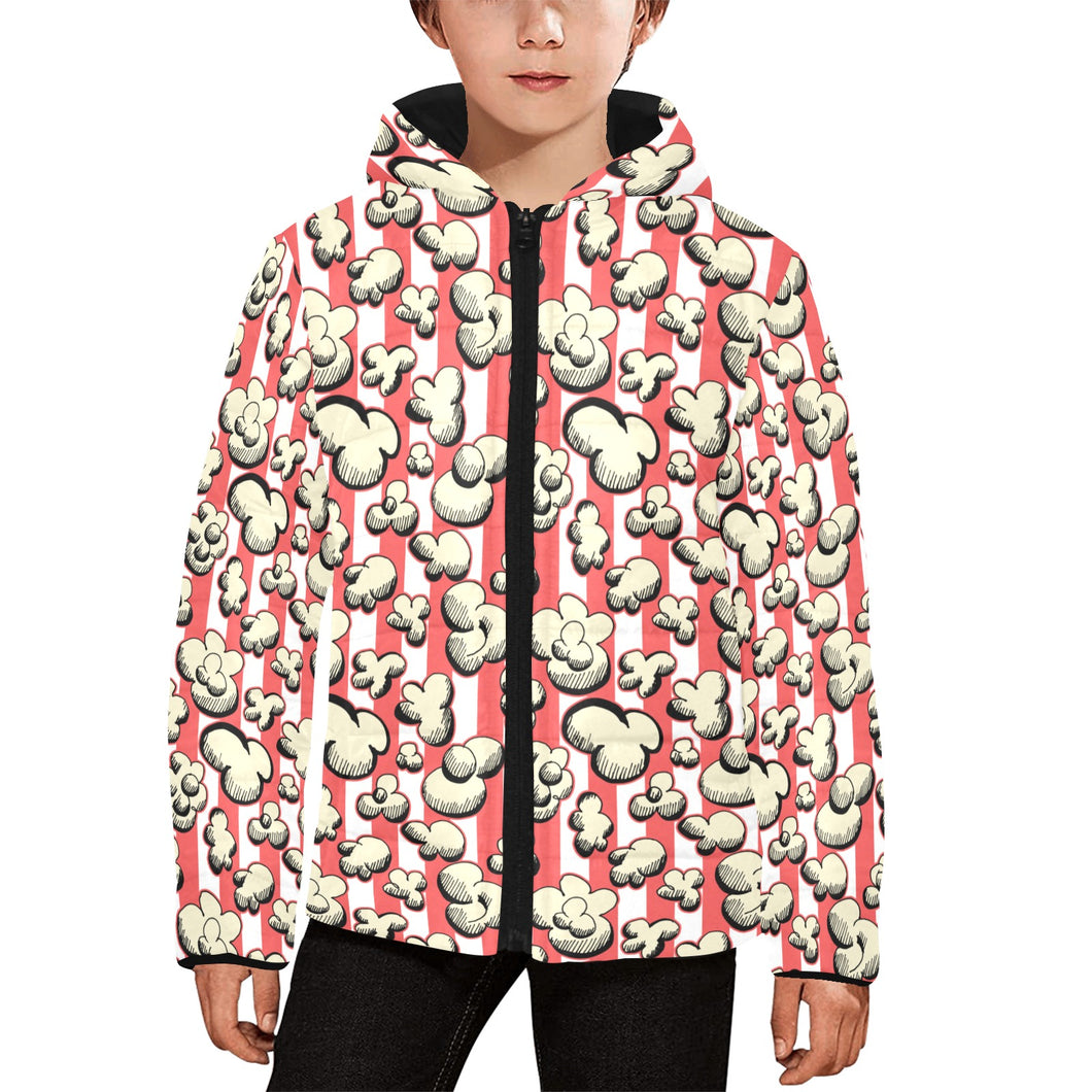 Popcorn Pattern Print Design 05 Kids' Boys' Girls' Padded Hooded Jacket