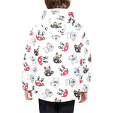 French bulldog cup paw pattern Kids' Boys' Girls' Padded Hooded Jacket