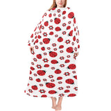 Ladybug Pattern Print Design 04 Blanket Robe with Sleeves