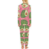 Avocado slices leaves pink back ground Women's All Over Print Pajama Set