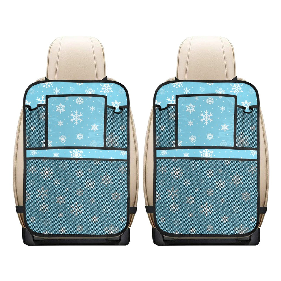Snowflake pattern blue background Car Seat Back Organizer