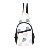 Black Gray Cream coral ginkgo leaves pattern All Over Print Chest Bag
