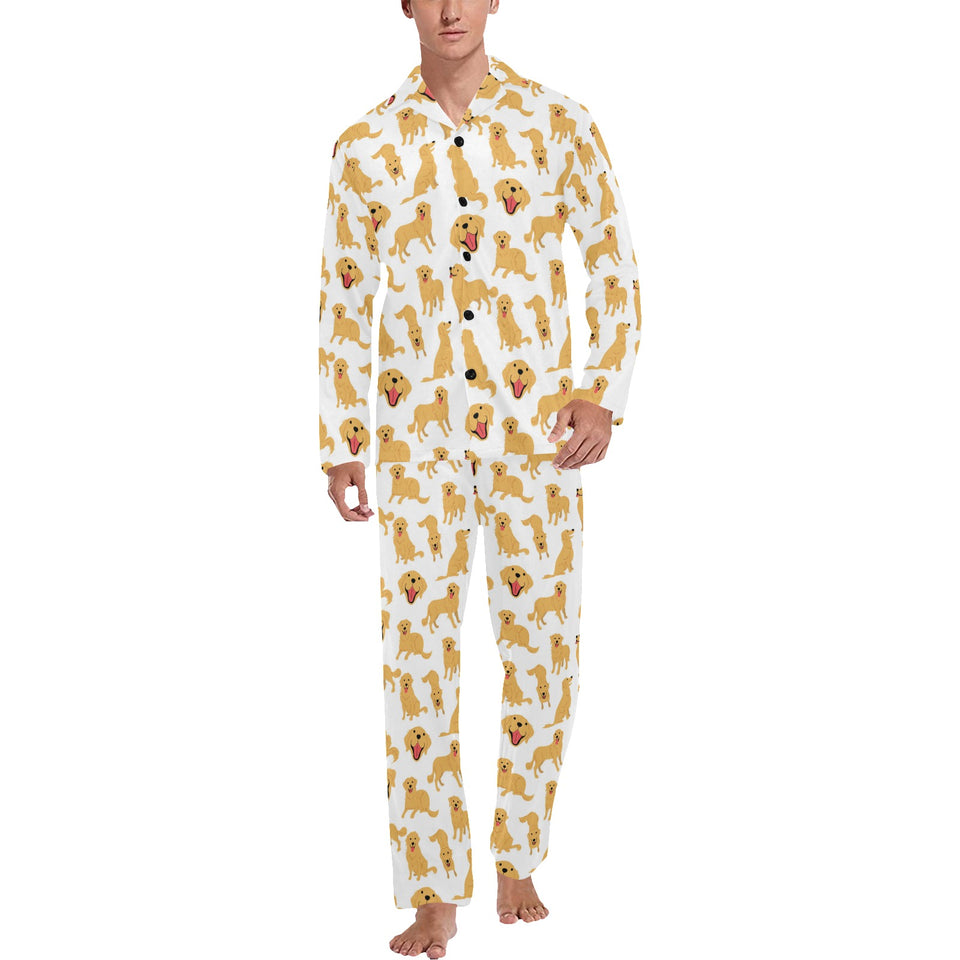 Golden Retriever Pattern Print Design 05 Men's Long Pajama Set