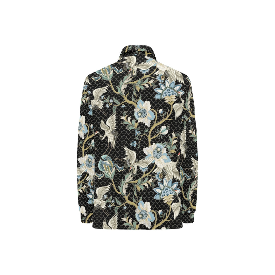 Japanese crane ornament elements Women's Long Sleeve Polo Shirt