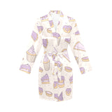 Cakes pies tarts muffins and eclairs purple bluebe Women's Long Sleeve Belted Night Robe