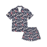 Deers Winter Christmas pattern Kids' Boys' Girls' V-Neck Short Pajama Set