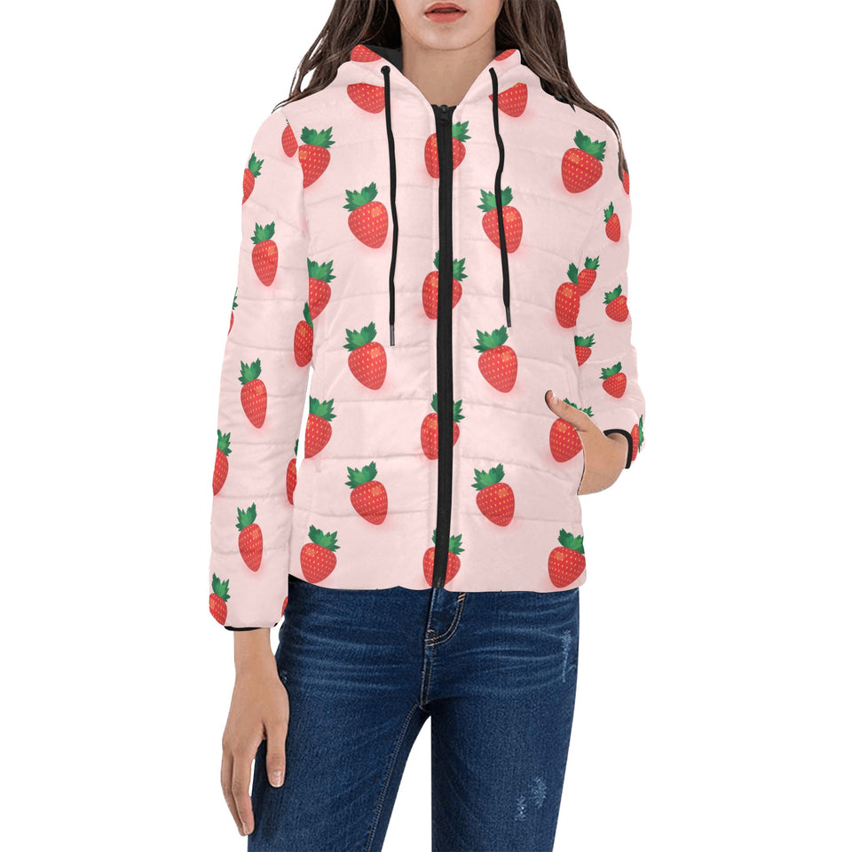 Strawberry beautiful pattern Women's Padded Hooded Jacket